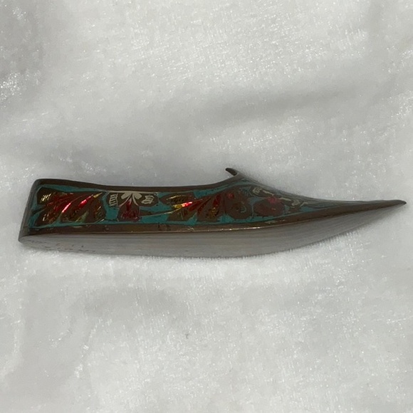 India Brass Shoe Ashtray Incense Holder Vintage Tobacciana - Picture 7 of 13